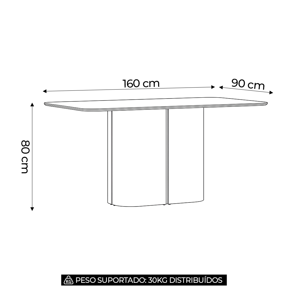 Mesa de Jantar 6 Lugares 160cm Lille N02 Off White/Cinamomo - Mpozenato