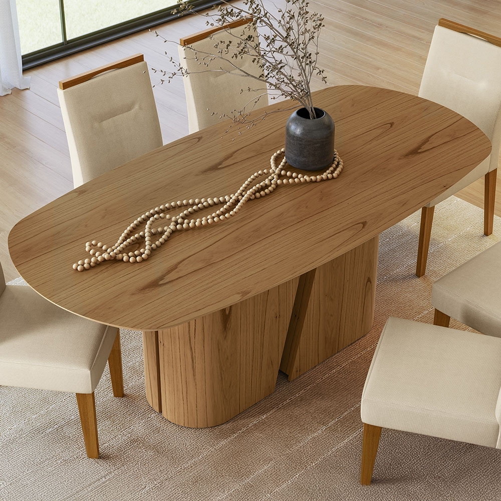 Mesa de Jantar 6 Lugares 200cm Arles N02 Cinamomo - Mpozenato