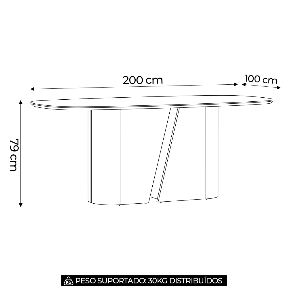 Mesa de Jantar 6 Lugares 200cm Arles N02 Cinamomo - Mpozenato
