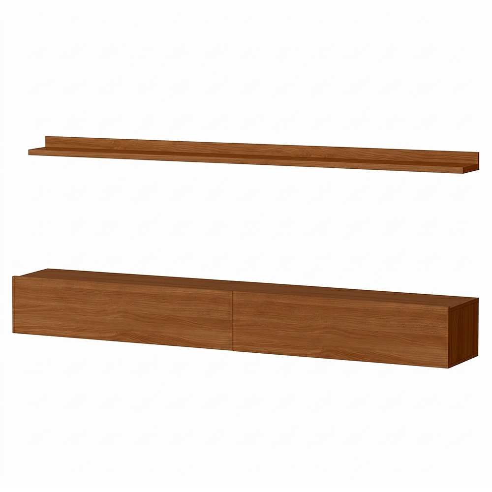 Bancada Suspensa e Prateleira 197cm Slat Z49 Cinamomo - Mpozenato