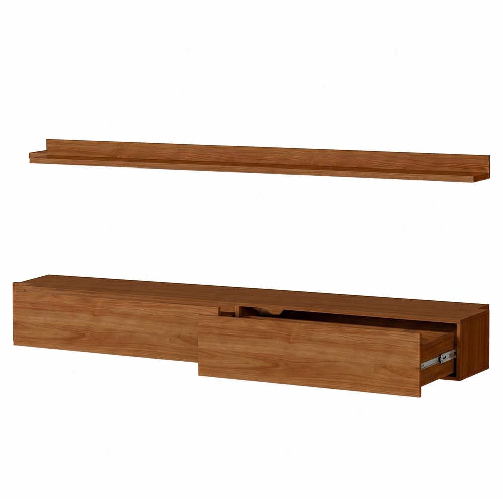Bancada Suspensa e Prateleira 197cm Slat Z49 Cinamomo - Mpozenato