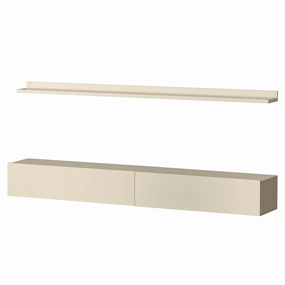 Bancada Suspensa e Prateleira 197cm Slat Z49 Off White - Mpozenato
