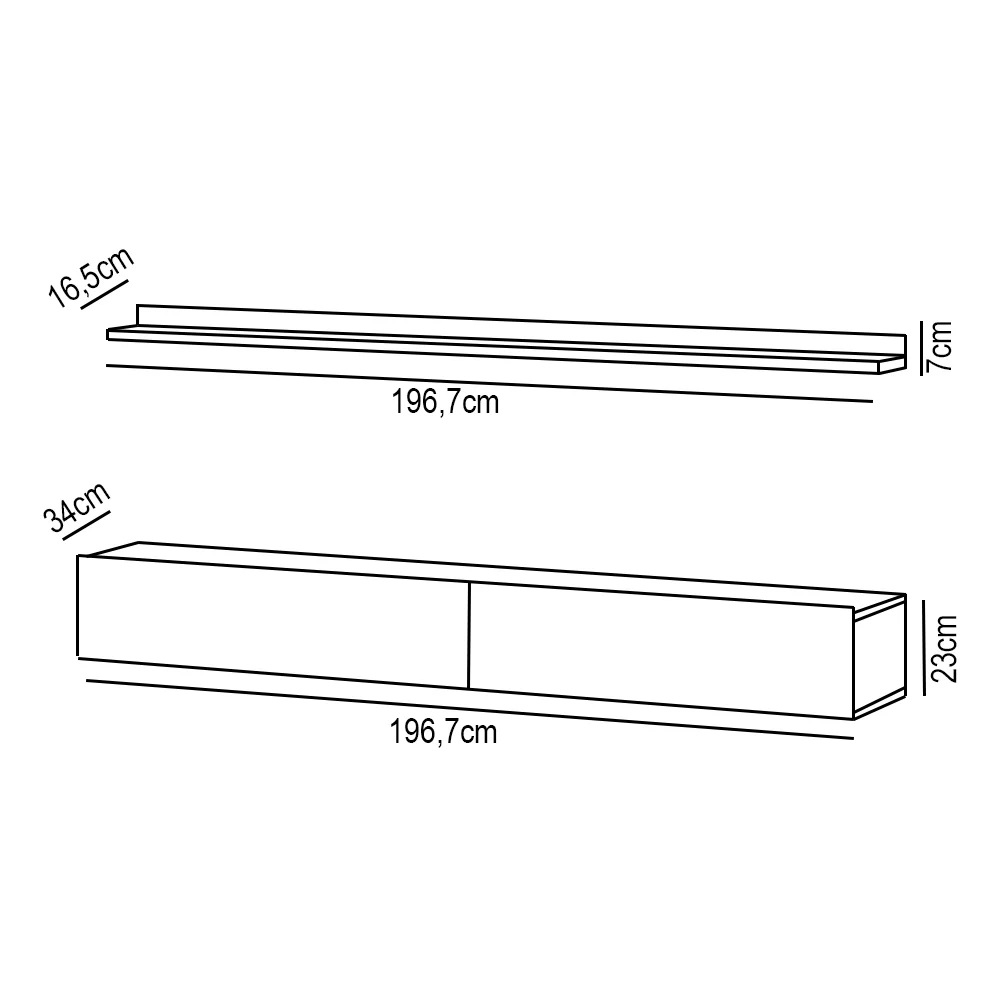 Bancada Suspensa e Prateleira 197cm Slat Z49 Off White - Mpozenato
