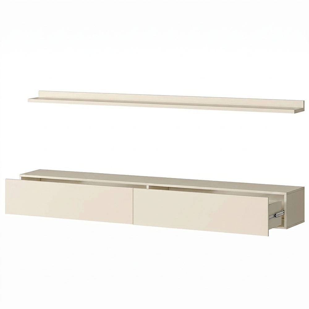 Bancada Suspensa e Prateleira 197cm Slat Z49 Off White - Mpozenato