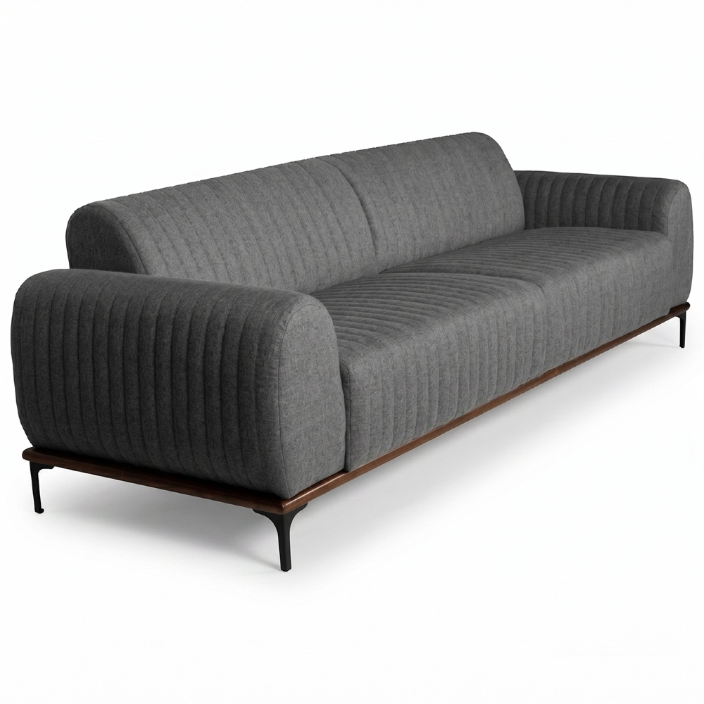 Sofá 150cm 2 Lugares Pés Preto Molino C-416 Linho Cinza - Domi
