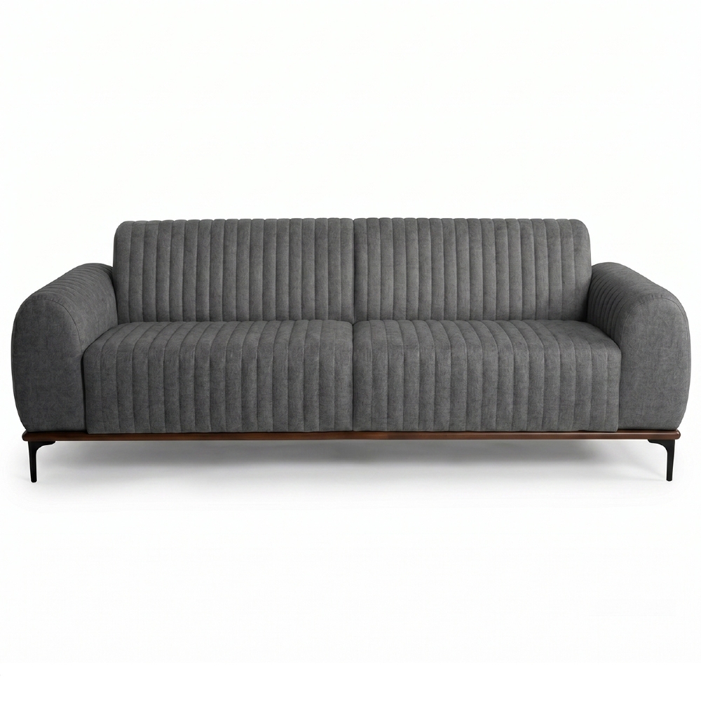 Sofá 150cm 2 Lugares Pés Preto Molino C-416 Linho Cinza - Domi