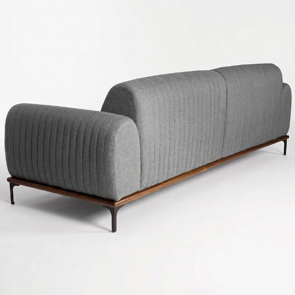 Sofá 150cm 2 Lugares Pés Preto Molino C-416 Linho Cinza - Domi