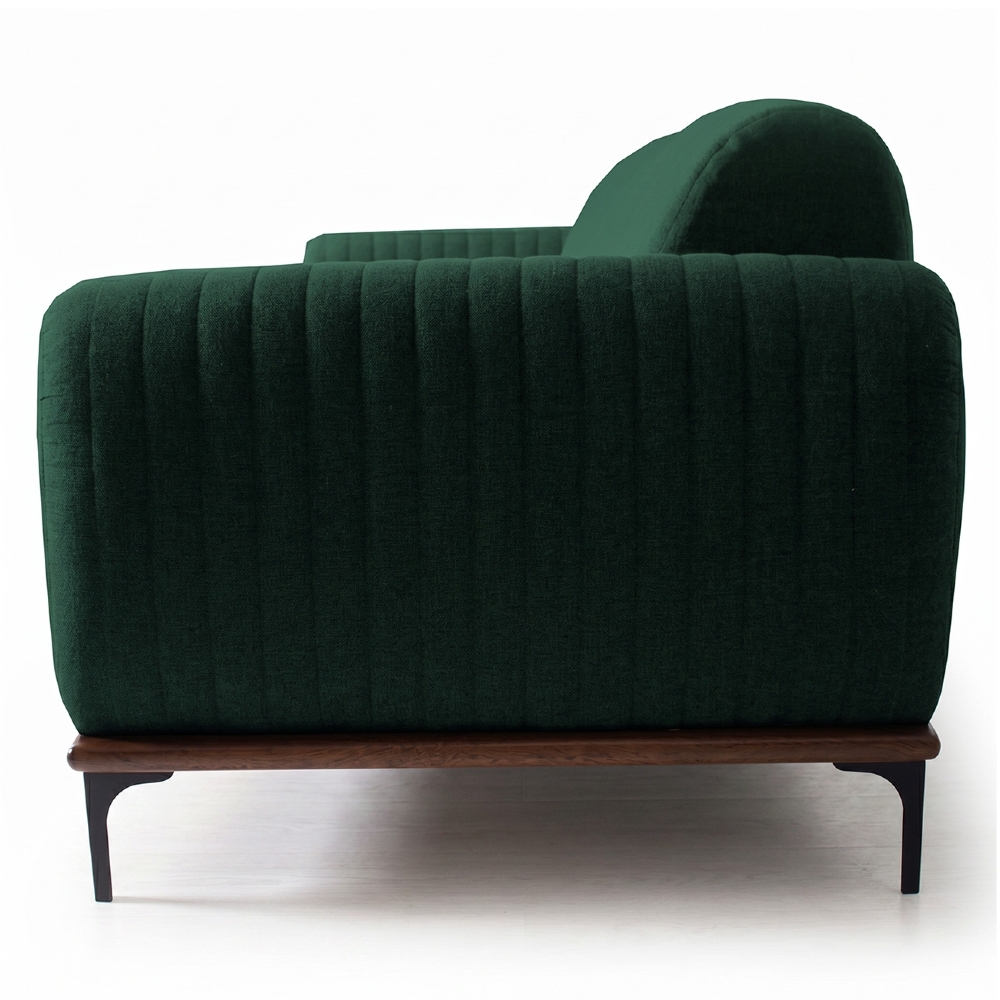 Sofá 230cm 3 Lugares Pés Preto Molino C-117 Linho Verde Musgo - Domi