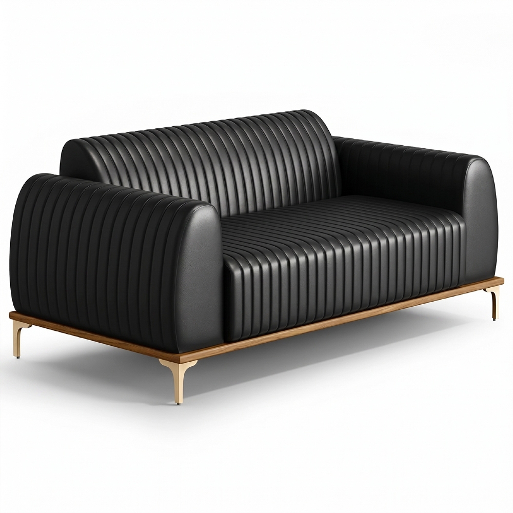 Sofá 210cm 3 Lugares Base Gold Molino D06 PU B-159 Preto - Mpozenato