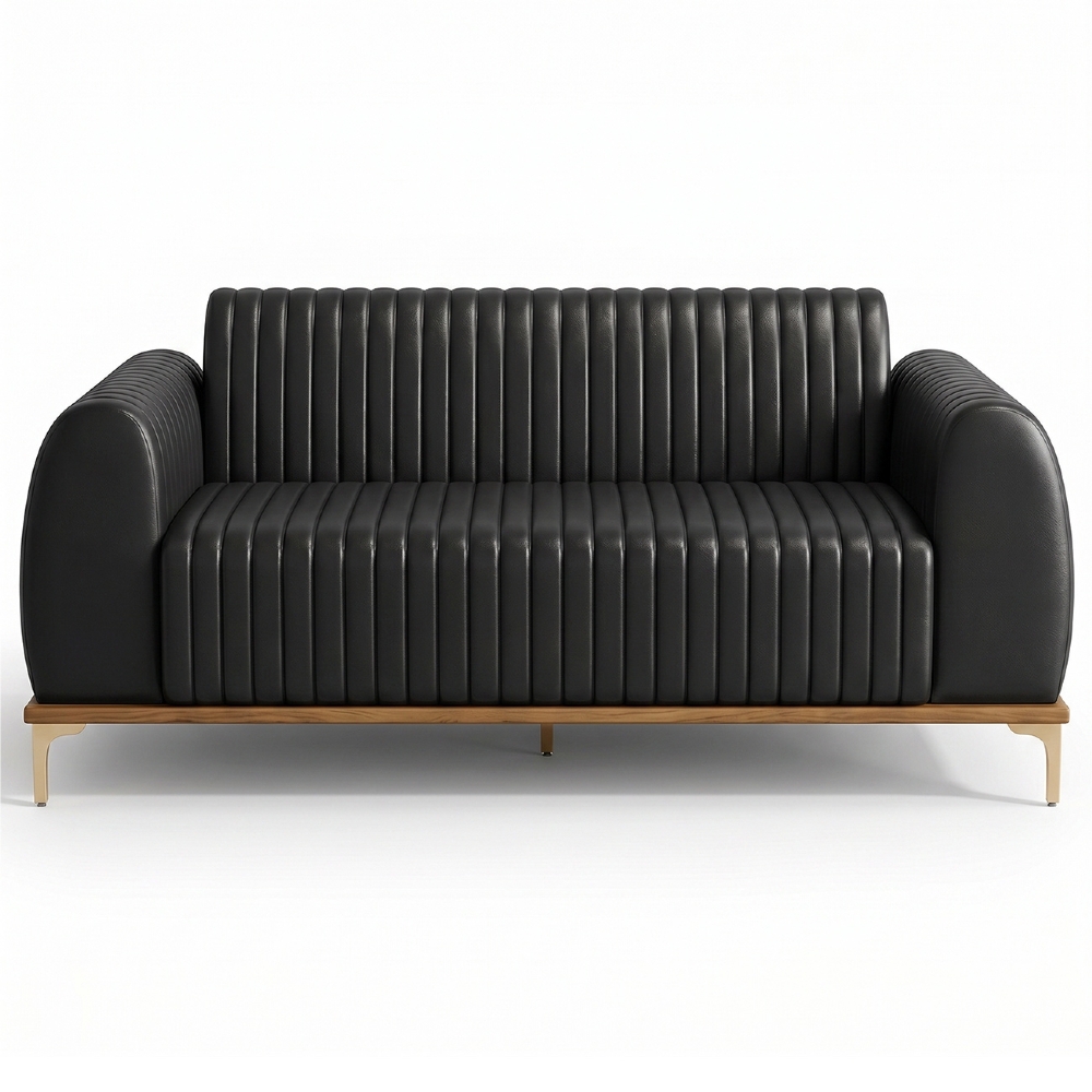Sofá 210cm 3 Lugares Base Gold Molino D06 PU B-159 Preto - Mpozenato
