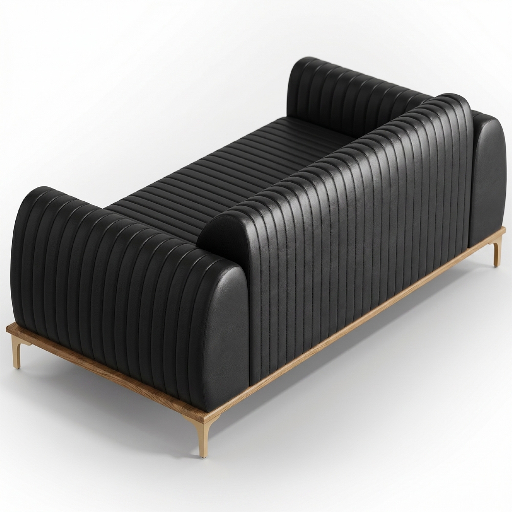 Sofá 210cm 3 Lugares Base Gold Molino D06 PU B-159 Preto - Mpozenato