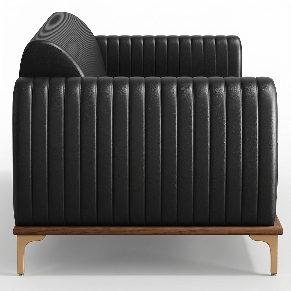 Sofá 210cm 3 Lugares Base Gold Molino D06 PU B-159 Preto - Mpozenato
