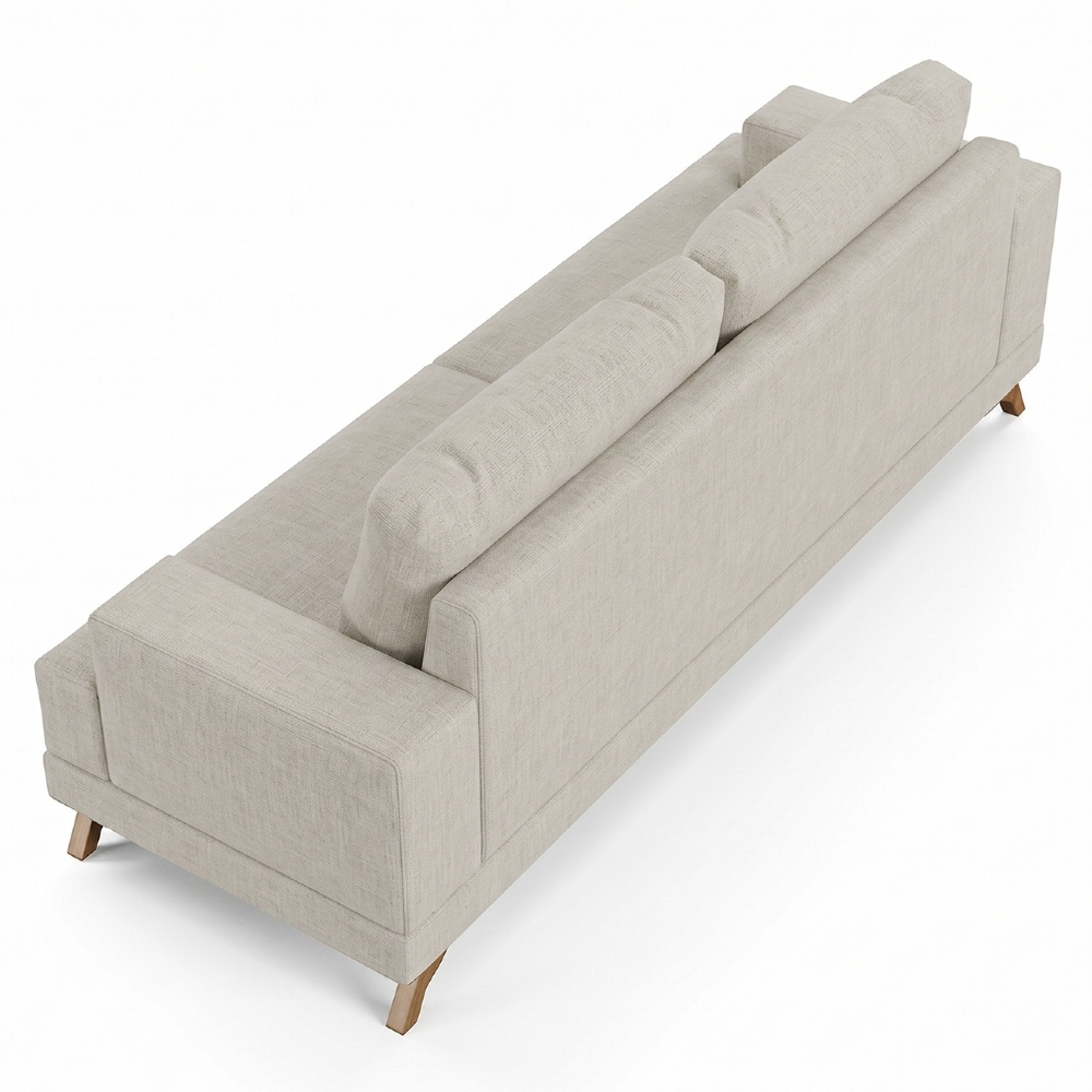 Sofá 3 Lugares 180cm Living Pés Curvos Santi D05 Linho Bege - Mpozenato