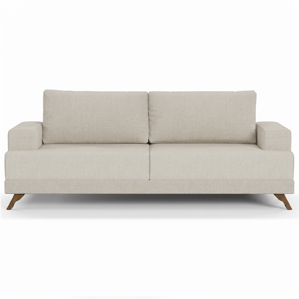 Sofá 3 Lugares 180cm Living Pés Curvos Santi D05 Linho Bege - Mpozenato