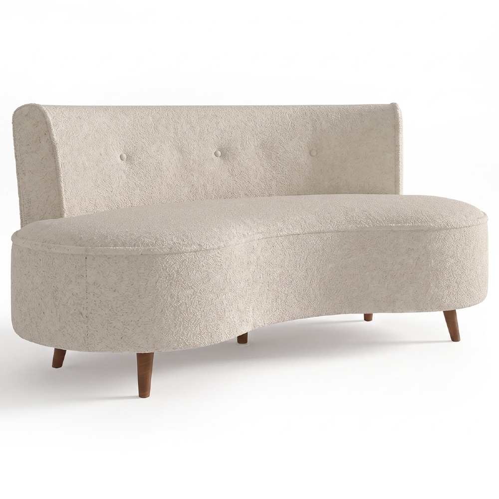 Sofá 2 Lugares para Sala Living 135cm Pés Palito Korah Z08 Boucle Bege - Mpozenato