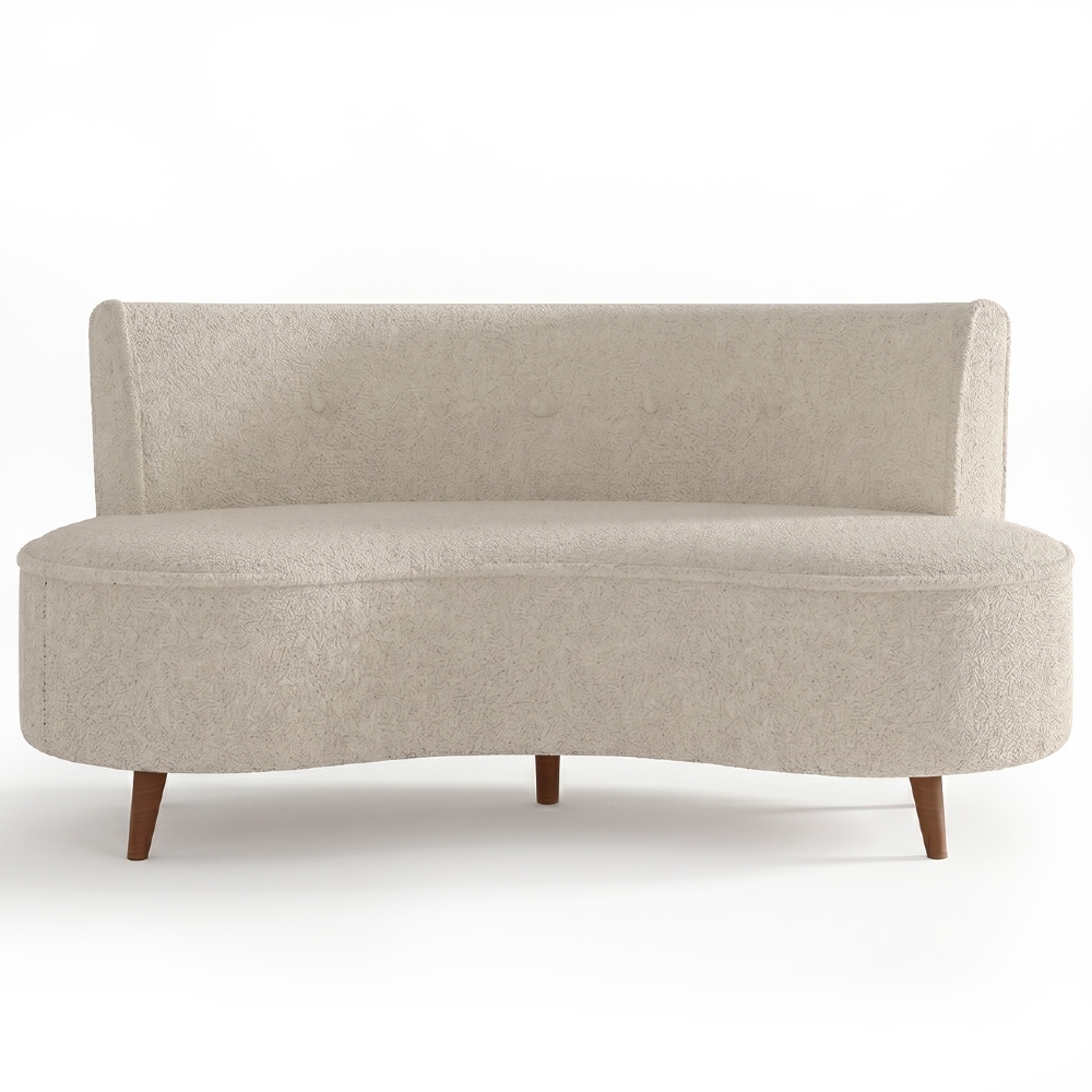 Sofá 2 Lugares para Sala Living 135cm Pés Palito Korah Z08 Boucle Bege - Mpozenato