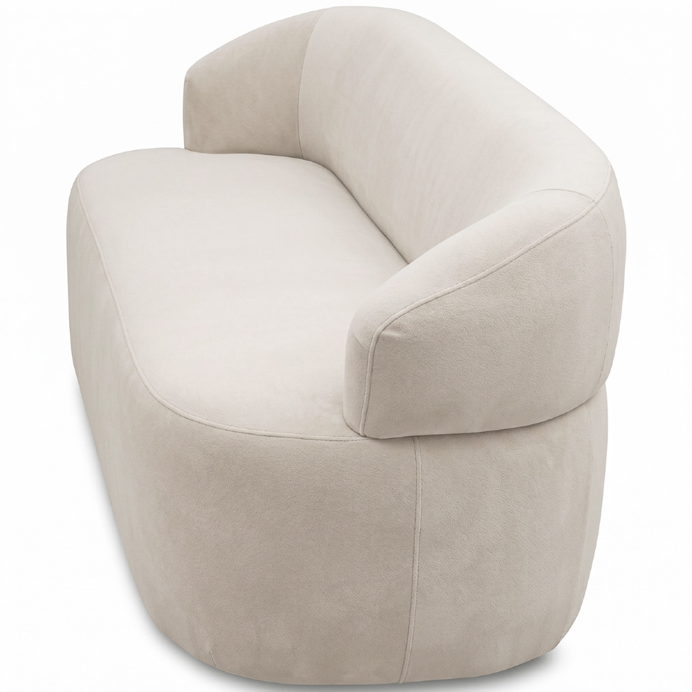 Sofá 3 Lugares Living Orgânico Sala de Estar 170cm Conka F05 Veludo Bege - Mpozenato