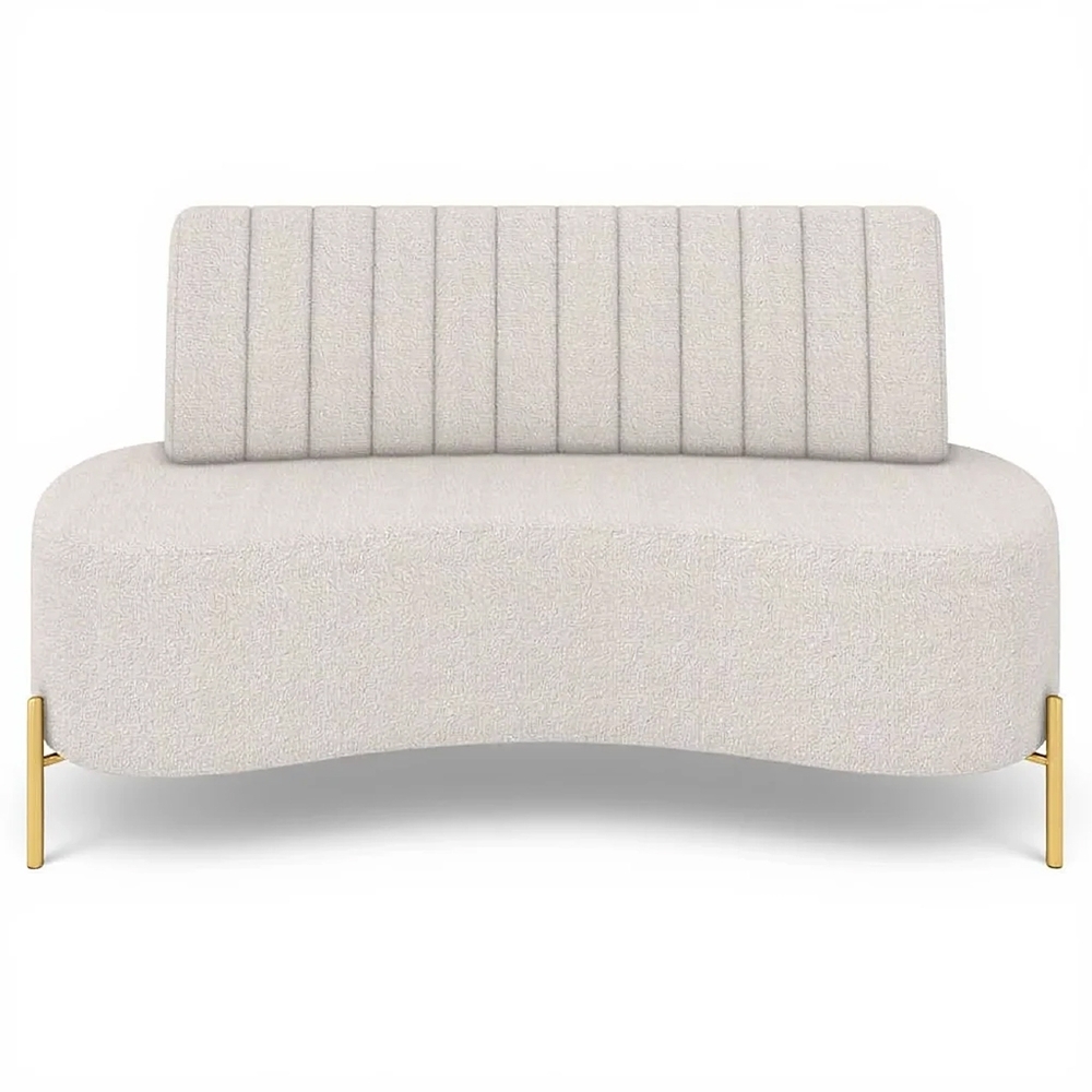Sofá 2 Lugares 160cm Pés Aço Dourado Tamar Boucle Bege Z08  - Mpozenato