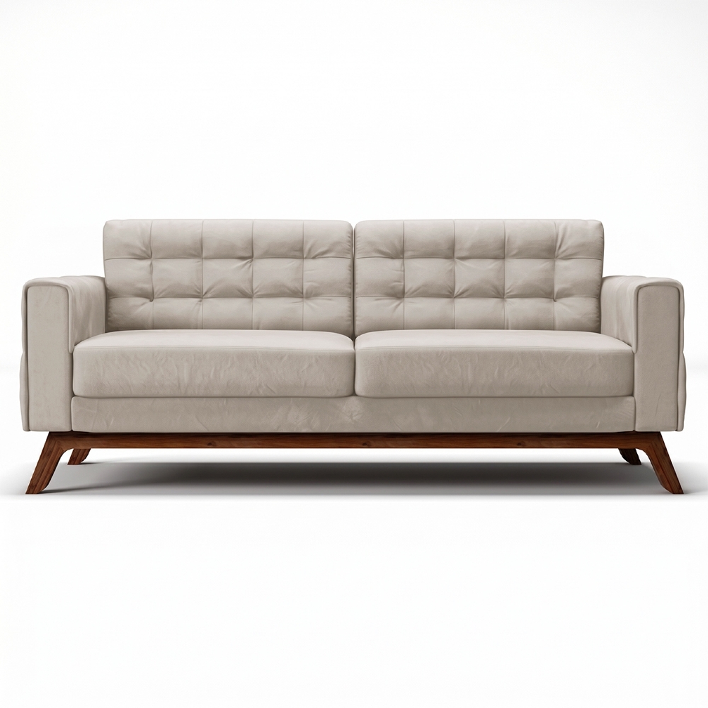 Sofá 230 cm 3 Lugares Sandero C-309 Veludo Bege Claro - Domi