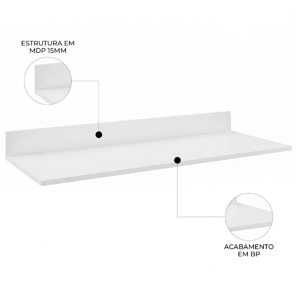 Tampo Para Balcão de Cozinha 100cm Branco     - Lumil Móveis
