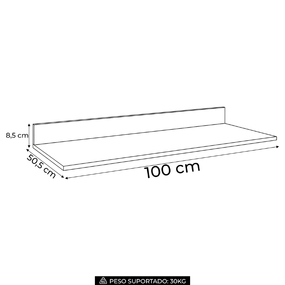 Tampo Para Balcão de Cozinha 100cm Branco     - Lumil Móveis