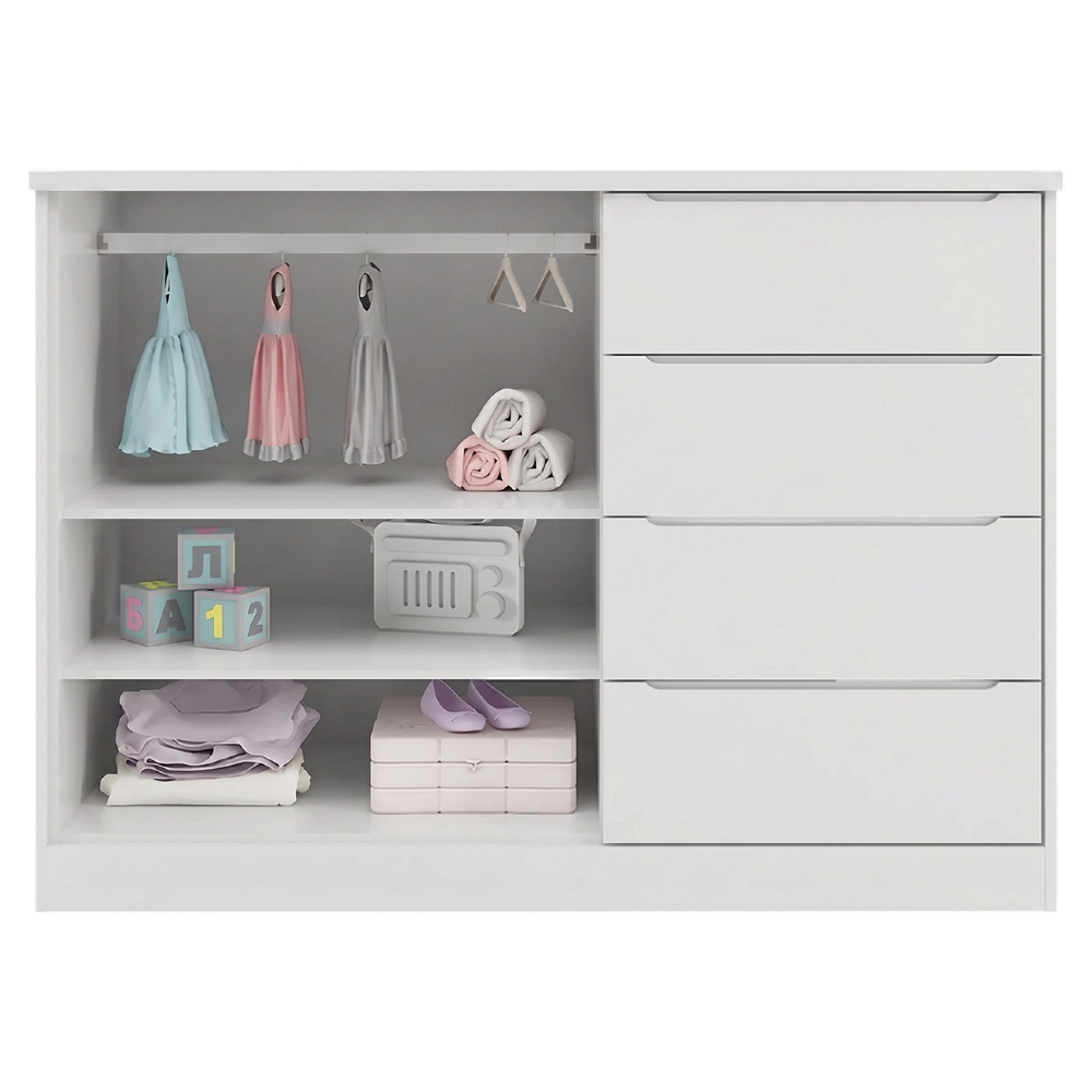 Cômoda Infantil 2 Portas e 4 Gavetas Pérola Branco - Phoenix