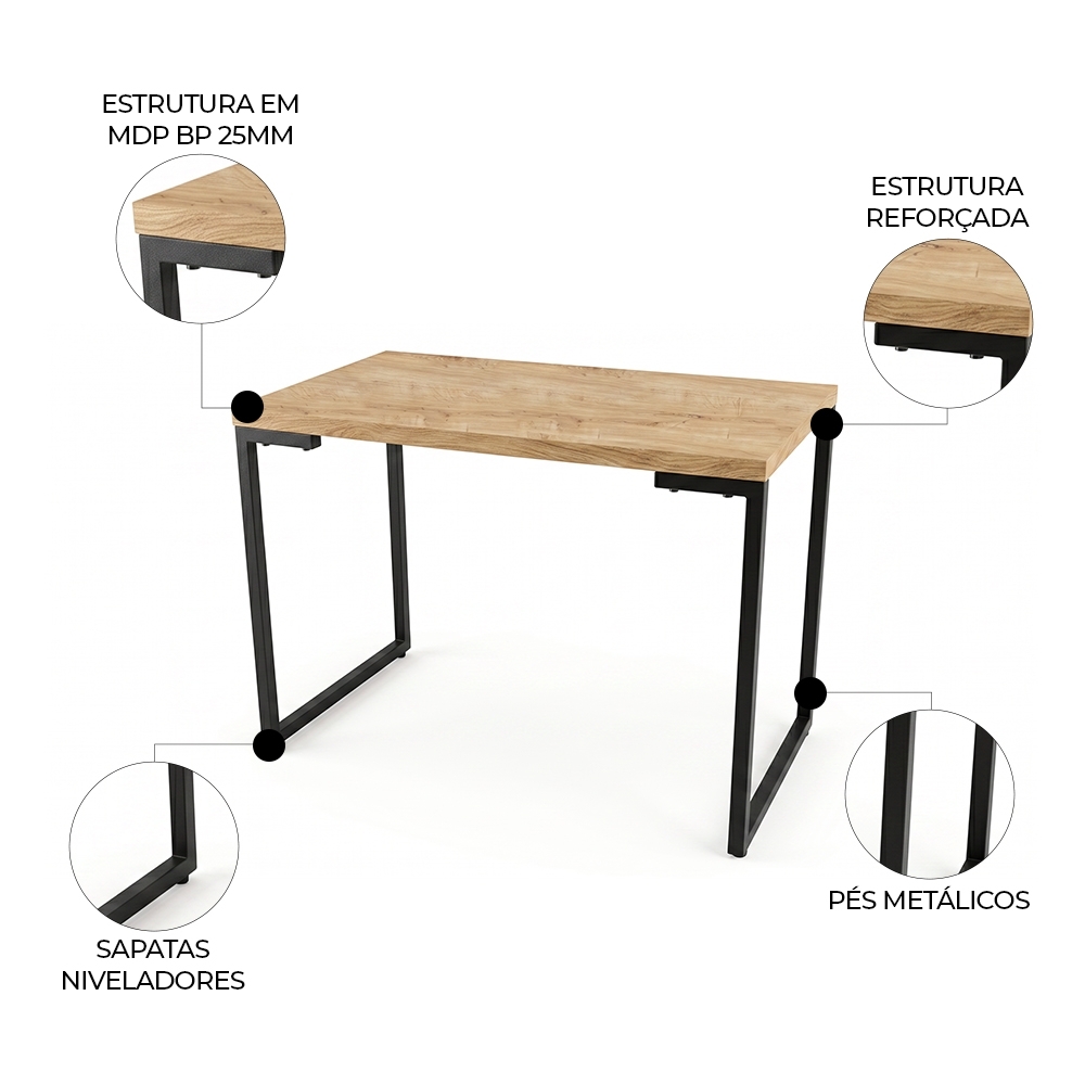 Mesa Para Computador Escrivaninha Porto 120cm Nature - Fit Mobel