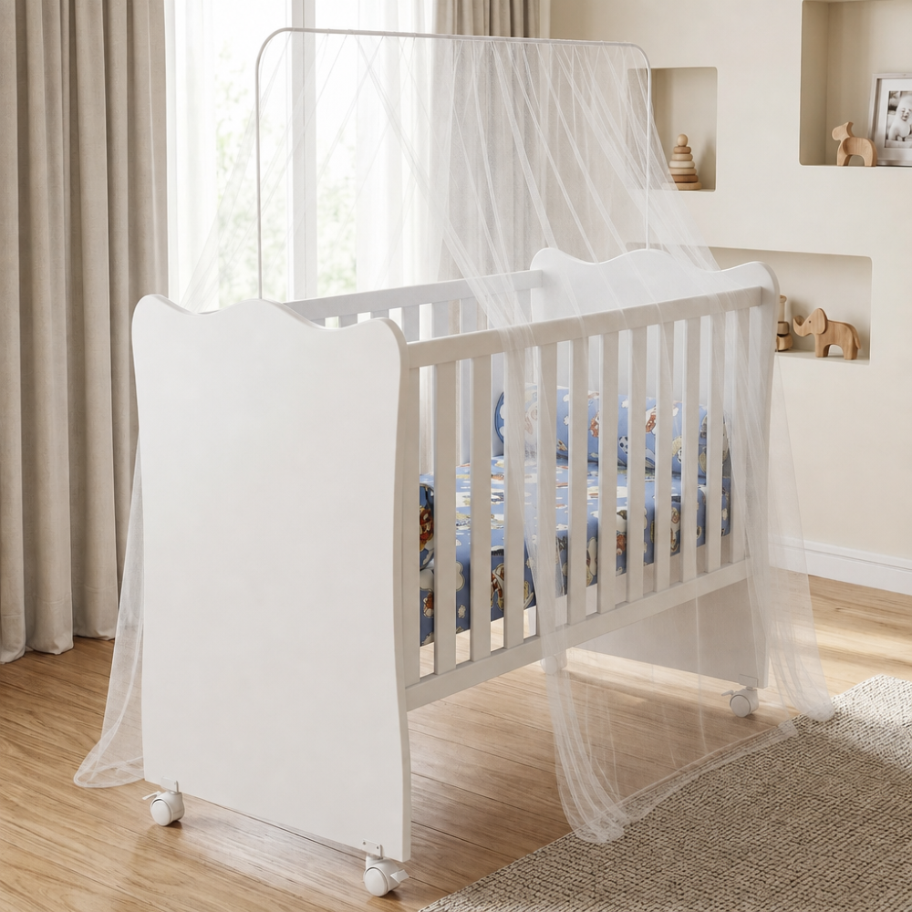 Berço Infantil com Colchão D18 Impermeável 130x60cm Branco - Mpozenato