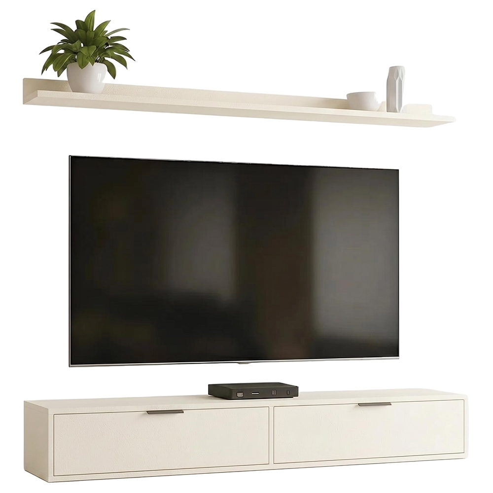 Rack TV 65 Pol. Suspenso 160cm 2 Portas Lila Off White Z49 - Mpozenato
