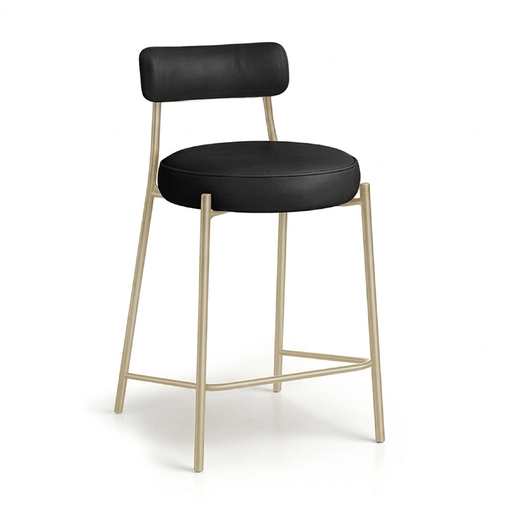 Banqueta Cozinha Alta Kit 3 Torino Sintético Preto/Champanhe I01 - Mpozenato