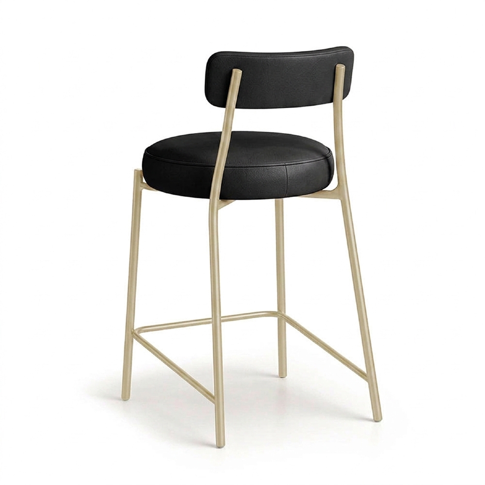 Banqueta Cozinha Média Kit 2 Torino Sintético Preto/Champanhe I01 - Mpozenato