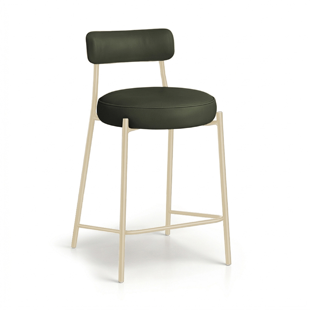 Banqueta Cozinha Alta Kit 2 Torino Sintético Verde/Champanhe I01 - Mpozenato