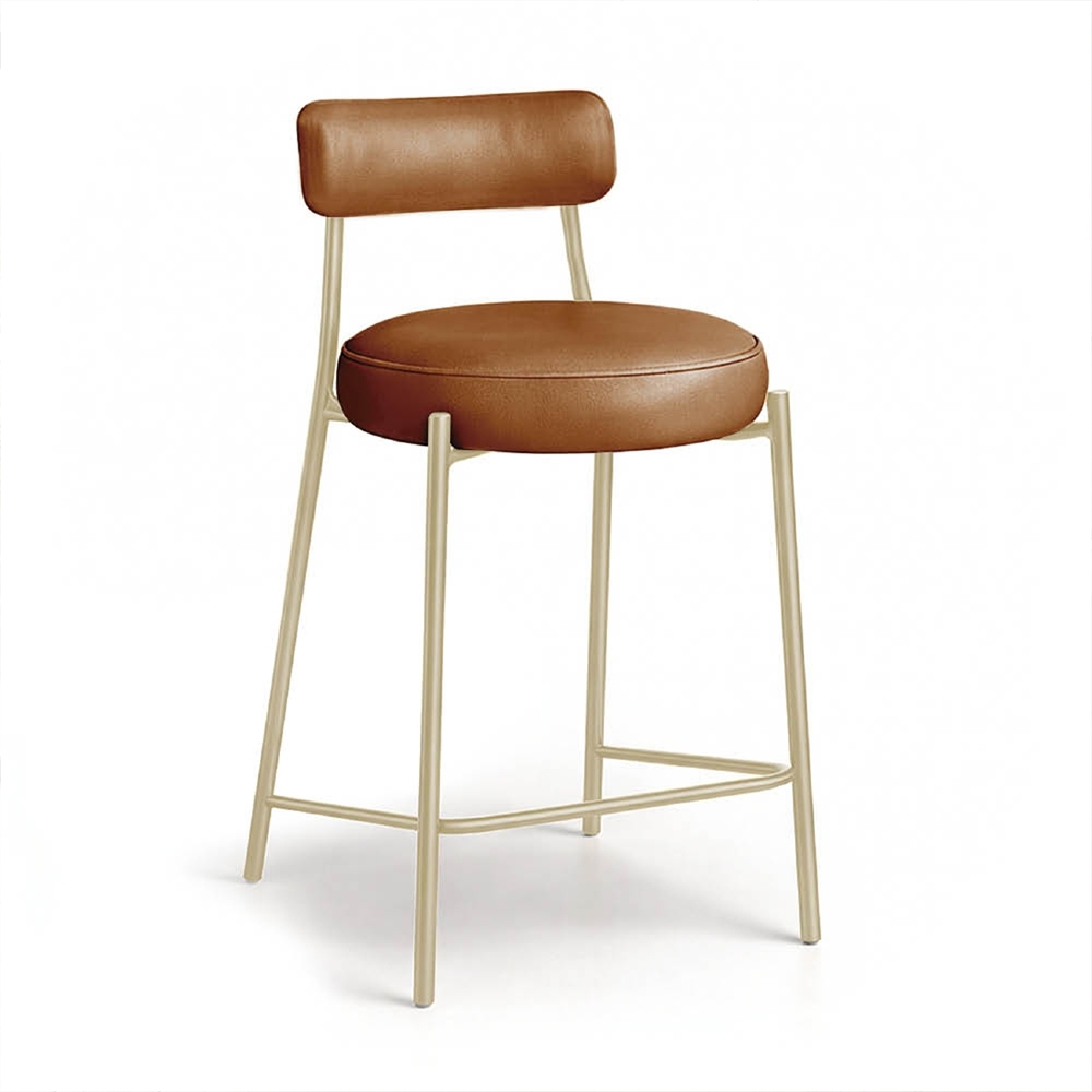 Banqueta Cozinha Média Kit 6 Torino Sintético Whisky/Champanhe I01 - Mpozenato