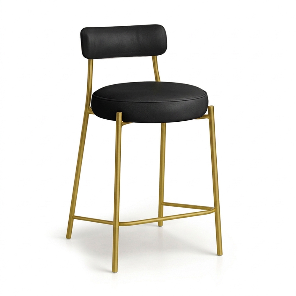 Banqueta Cozinha Média Kit 4 Torino Sintético Preto/Dorurado I01 - Mpozenato