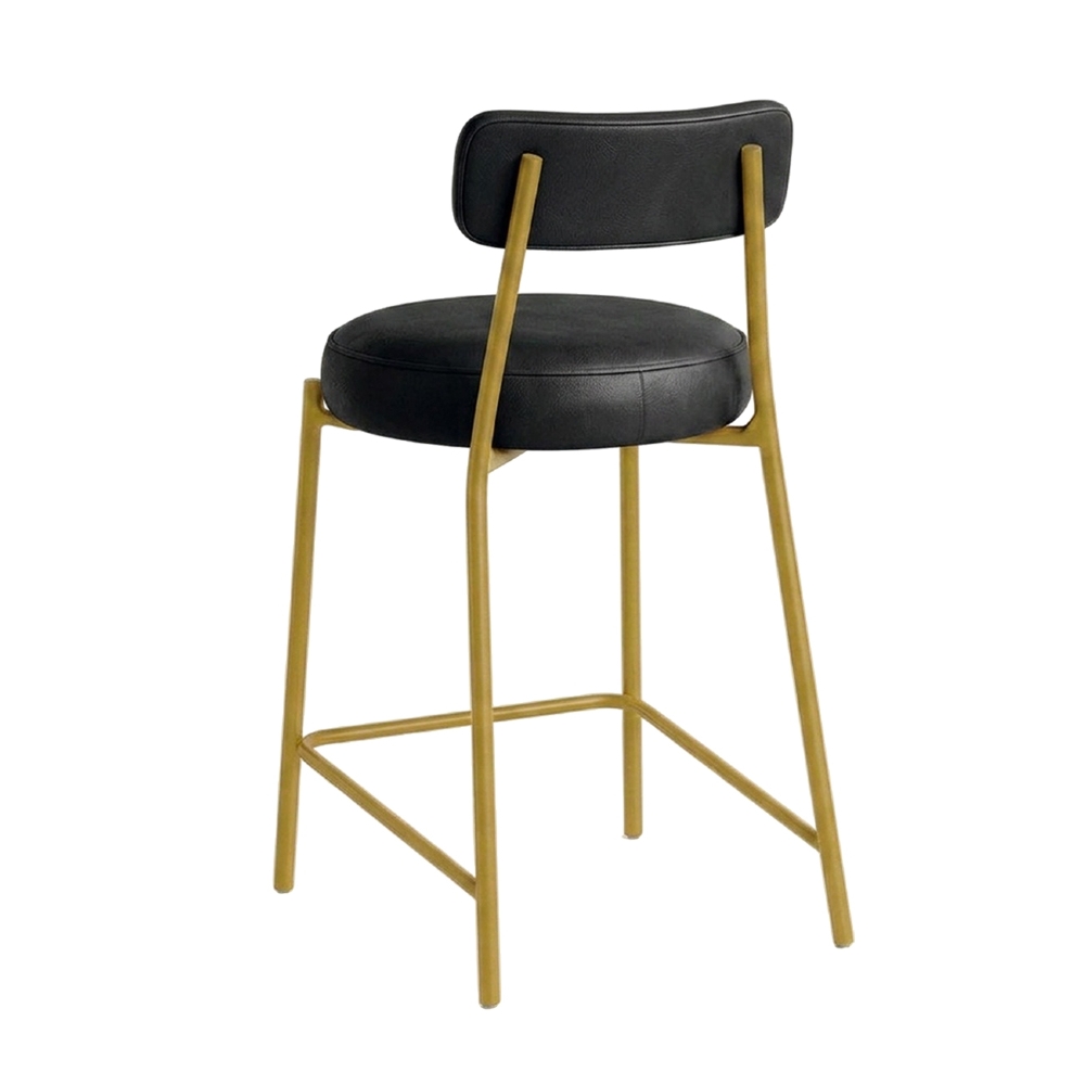 Banqueta Cozinha Média Torino Sintético Preto/Dorurado I01 - Mpozenato