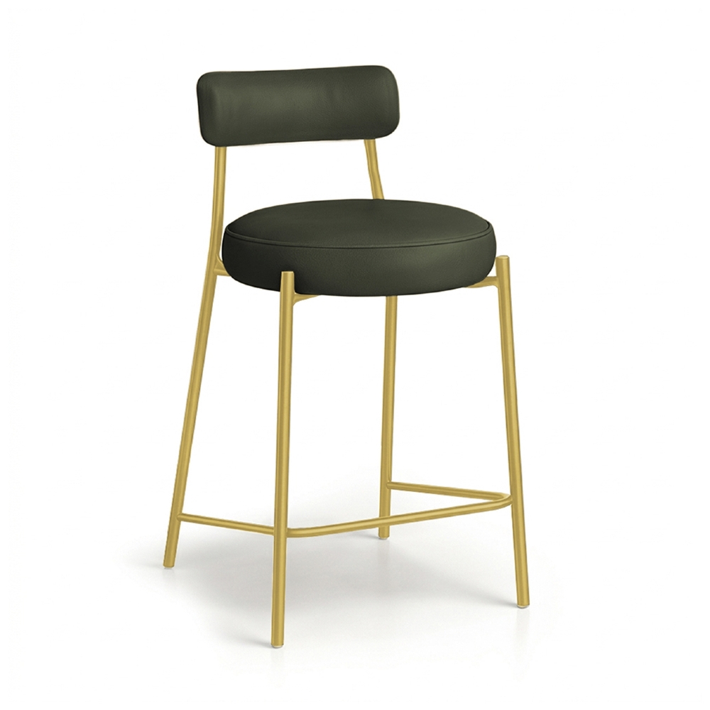Banqueta Cozinha Alta Kit 2 Torino Sintético Verde/Dorurado I01 - Mpozenato