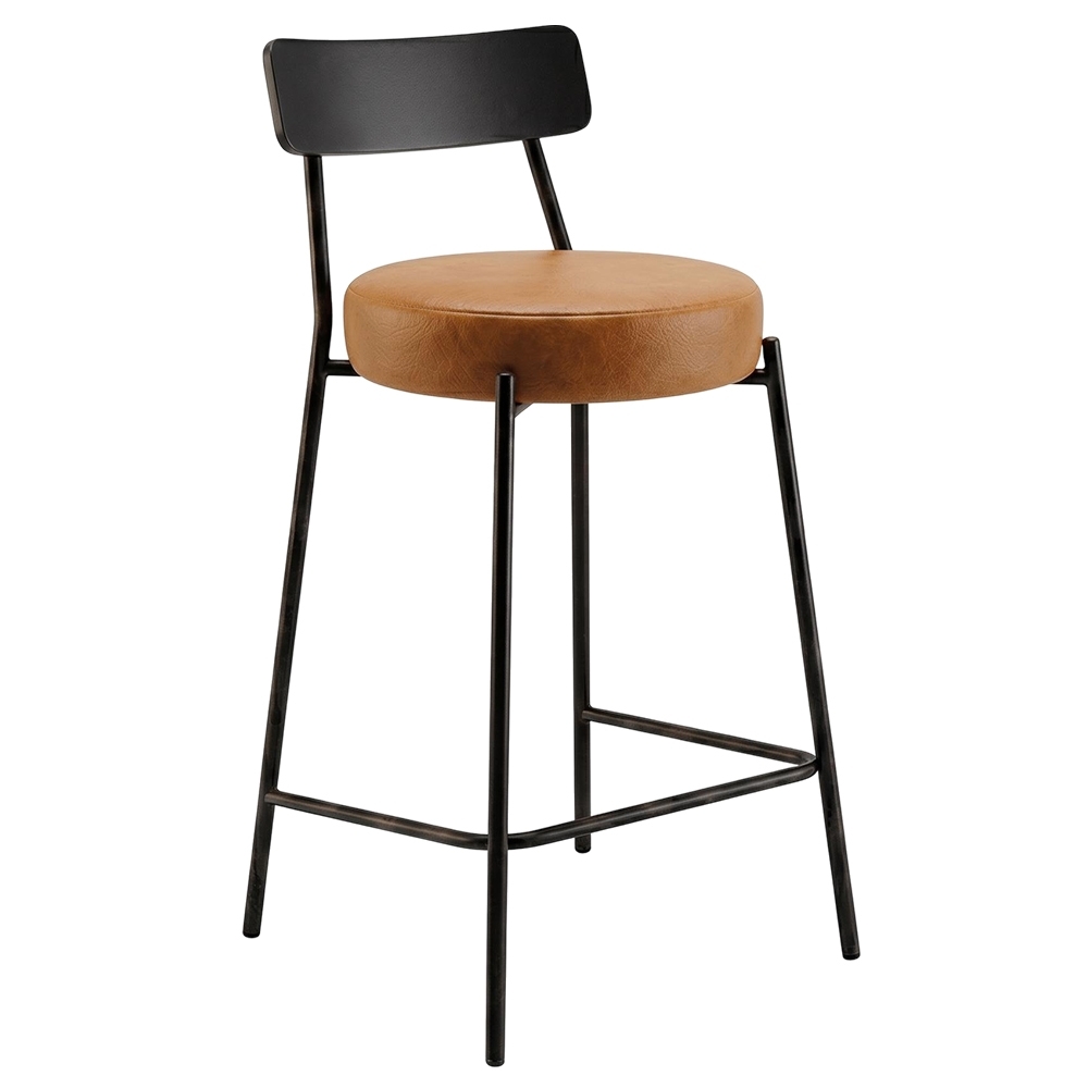 Banqueta Cozinha Média Kit 3 Modena Sintético Whisky/Preto I01 - Mpozenato