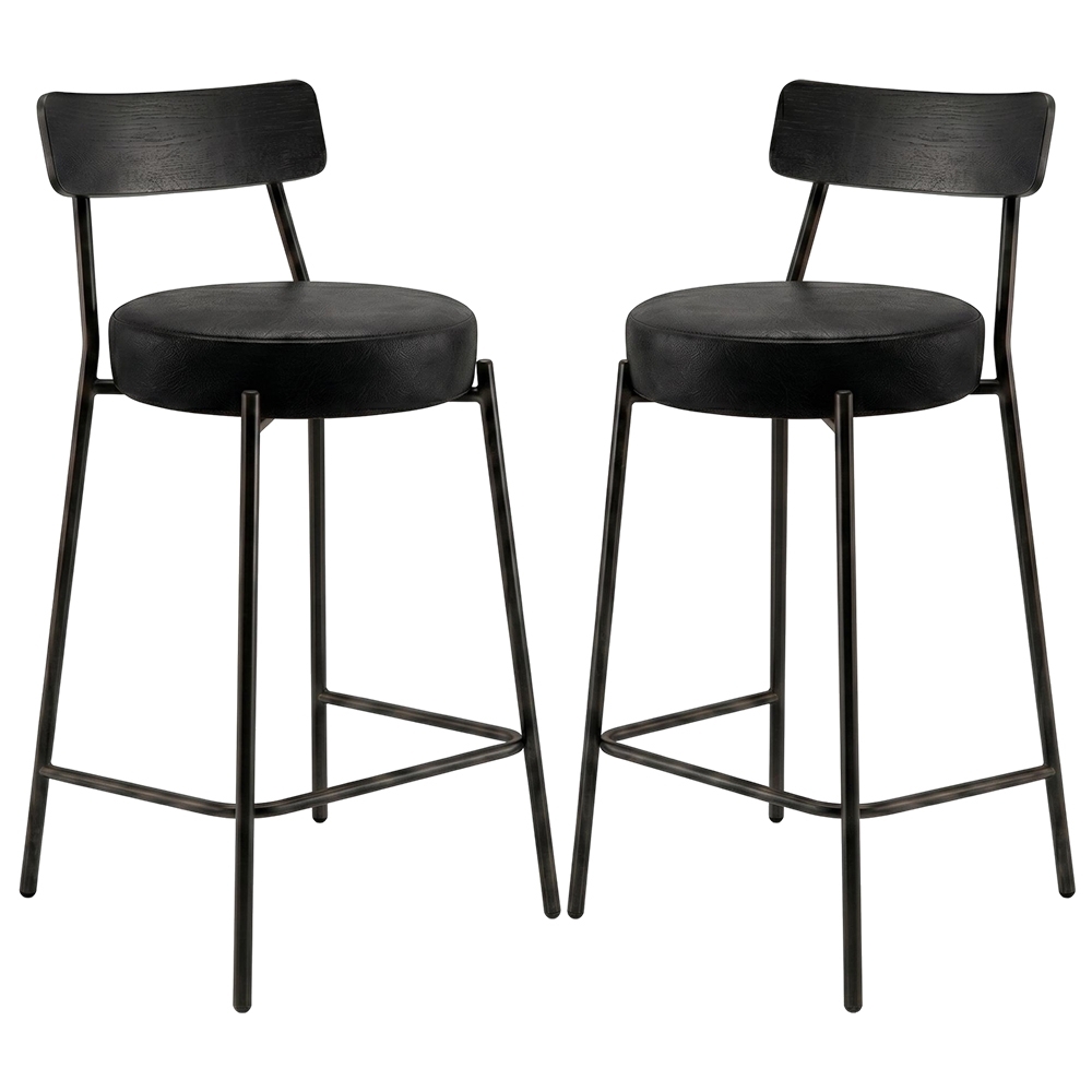 Banqueta Cozinha Alta Kit 2 Modena Sintético Preto I01 - Mpozenato