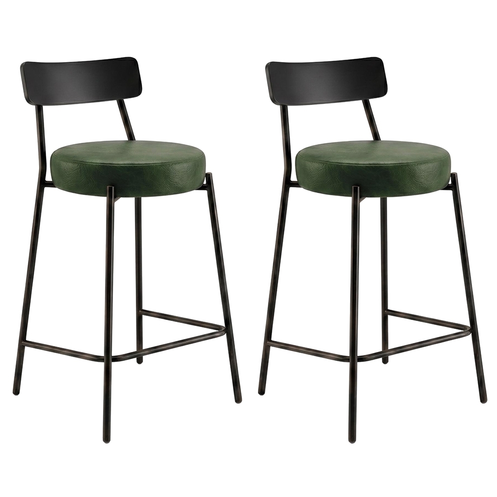 Banqueta Cozinha Alta Kit 2 Modena Sintético Verde/Preto I01 - Mpozenato