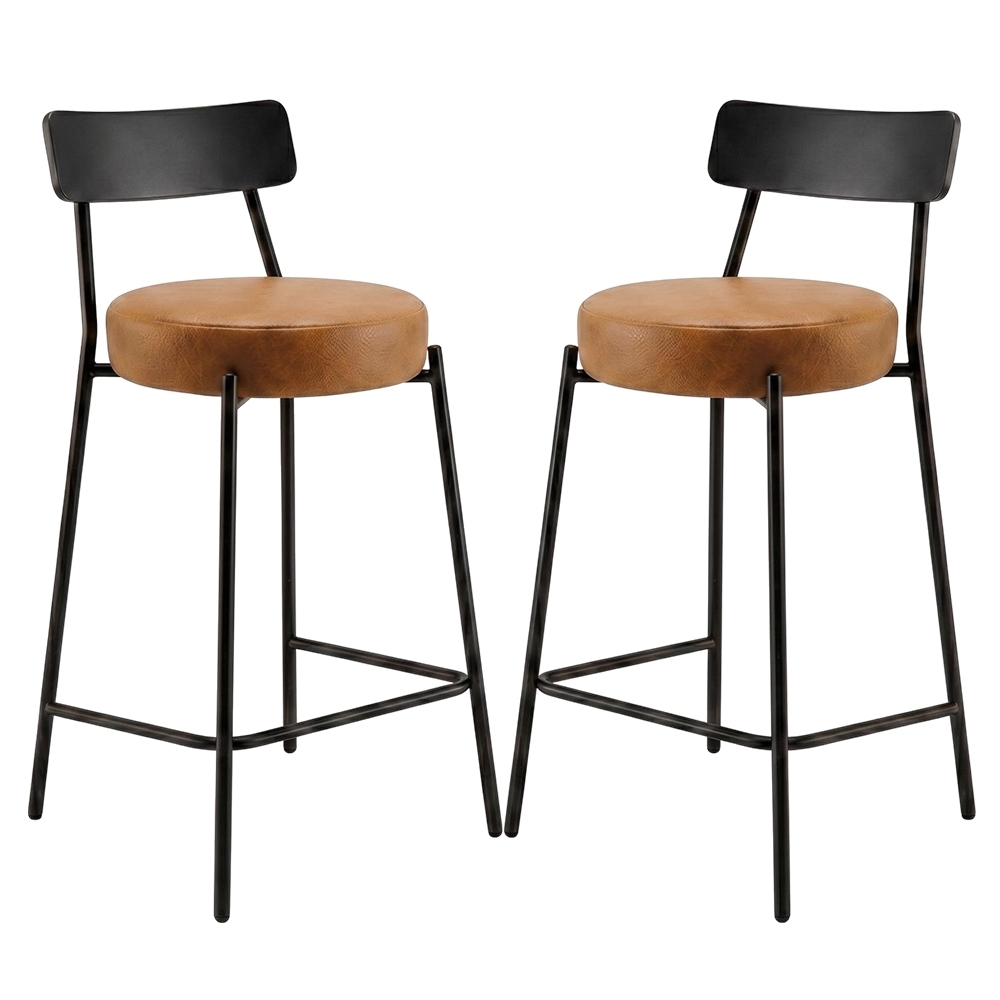 Banqueta Cozinha Alta Kit 2 Modena Sintético Whisky/Preto I01 - Mpozenato