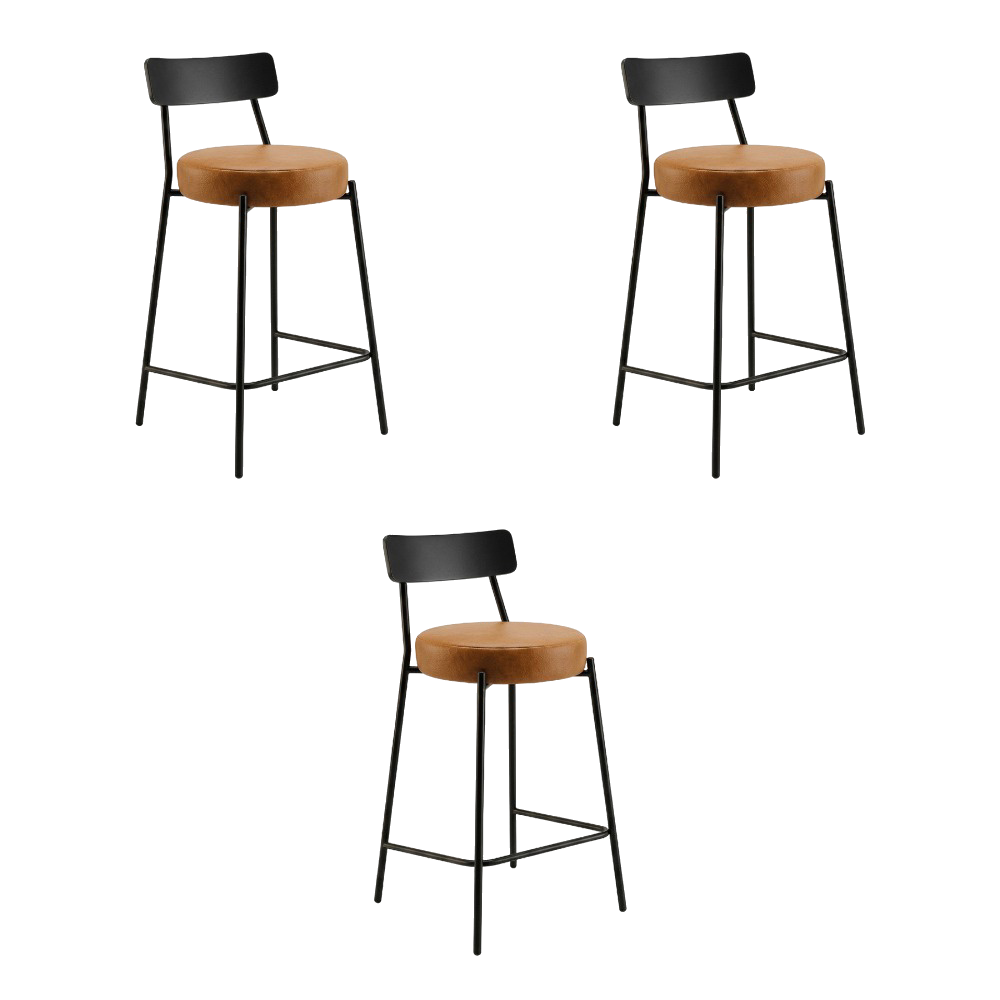 Banqueta Cozinha Alta Kit 3 Modena Sintético Whisky/Preto I01 - Mpozenato