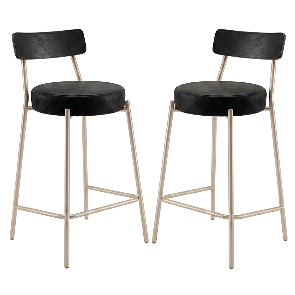 Banqueta Cozinha Média Kit 2 Modena Sintético Preto/Preto/Chp I01 - Mpozenato