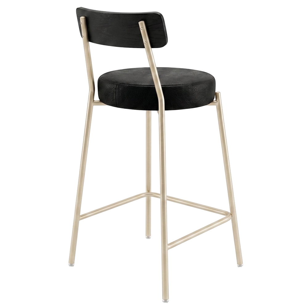 Banqueta Cozinha Média Kit 4 Modena Sintético Preto/Preto/Chp I01 - Mpozenato