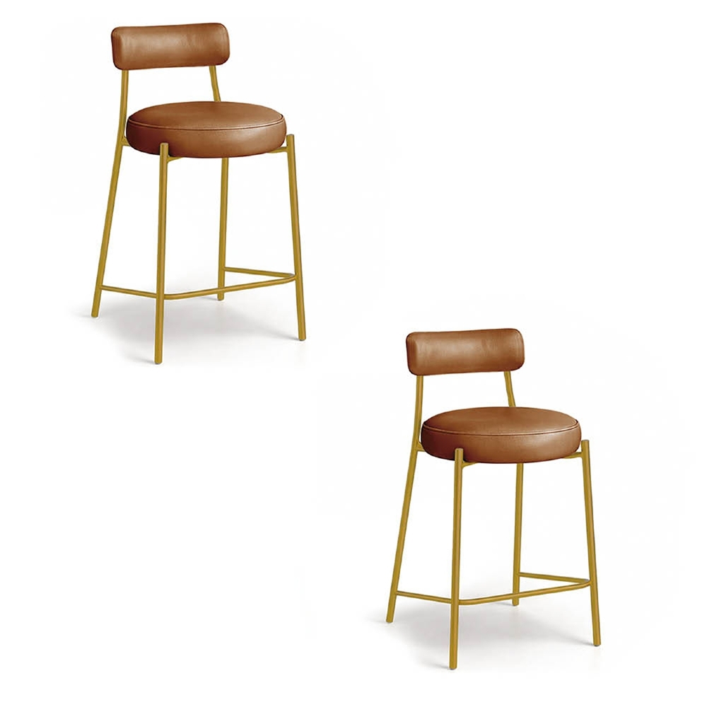 Banqueta Cozinha Média Kit 2 Torino Sintético Whisky/Dorurado I01 - Mpozenato