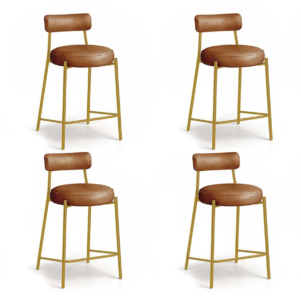 Banqueta Cozinha Alta Kit 4 Torino Sintético Whisky/Dorurado I01 - Mpozenato