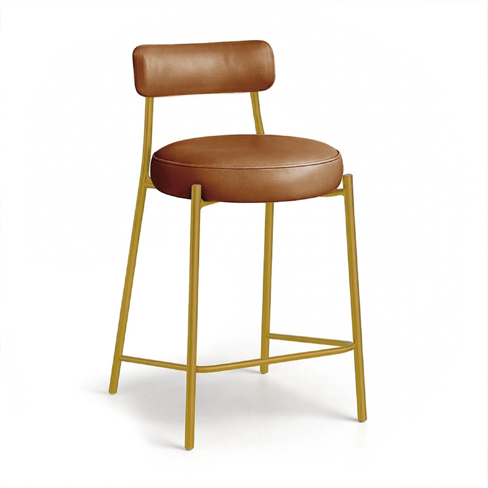 Banqueta Cozinha Média Kit 4 Torino Sintético Whisky/Dorurado I01 - Mpozenato