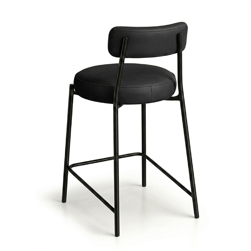 Banqueta Cozinha Alta Estofada Kit 2 Torino Sintético/Preto Preto I01 - Mpozenato