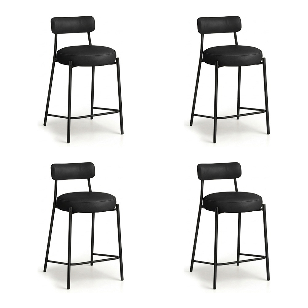 Banqueta Cozinha Alta Estofada Kit 4 Torino Sintético Preto/Preto I01 - Mpozenato