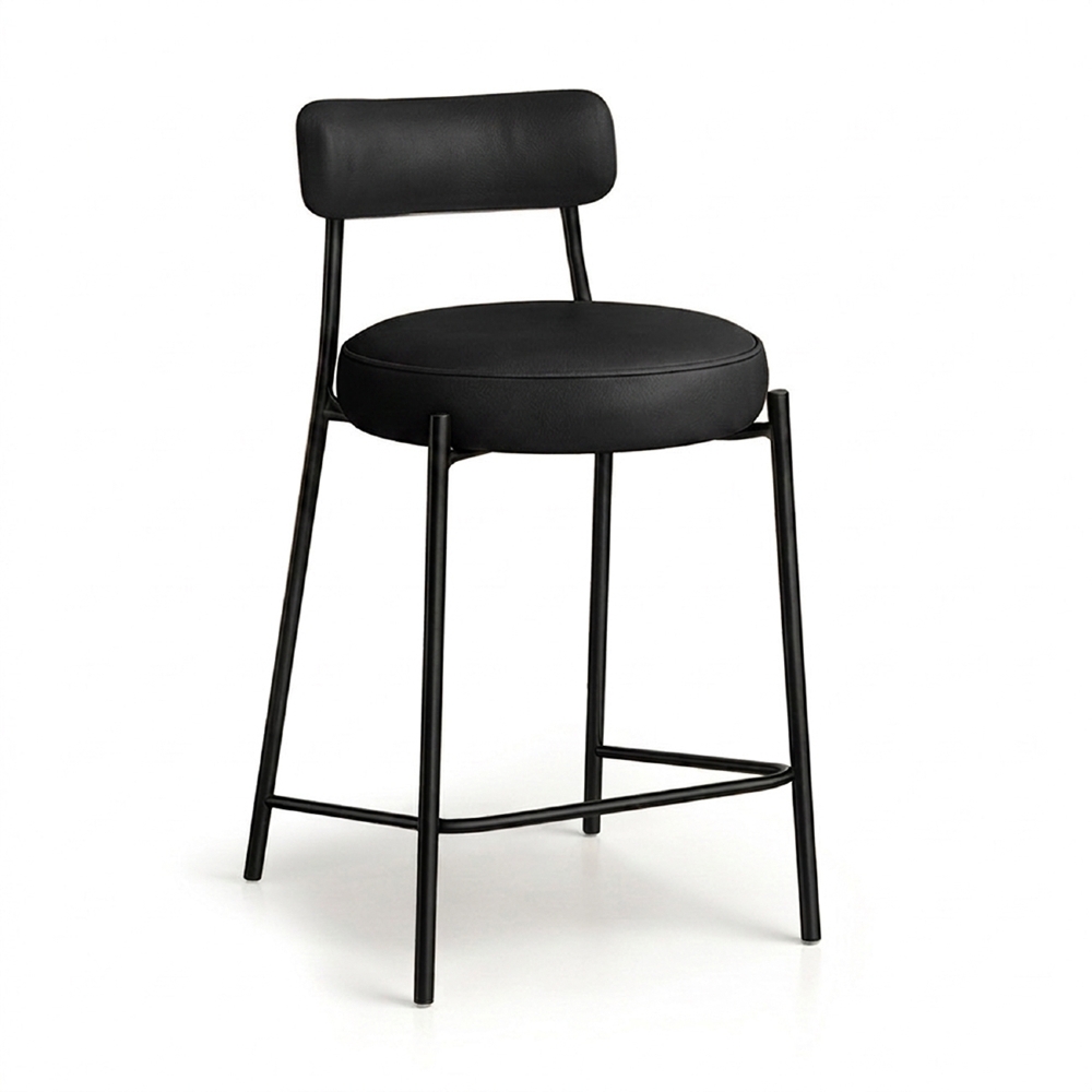 Banqueta Cozinha Alta Estofada Kit 4 Torino Sintético Preto/Preto I01 - Mpozenato