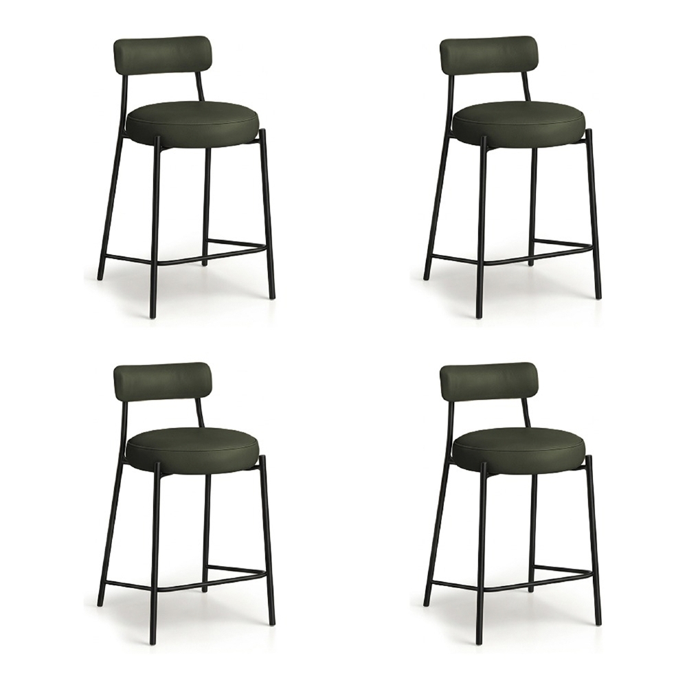 Banqueta Cozinha Alta Estofada Kit 4 Torino Sintético Verde/Preto I01 - Mpozenato